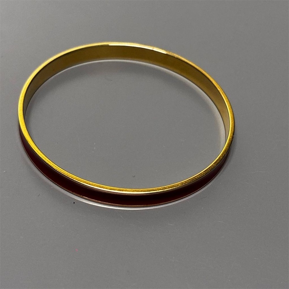 Vintage Monet Red Enamel Gold Tone Bangle Bracelet - Picture 6 of 9